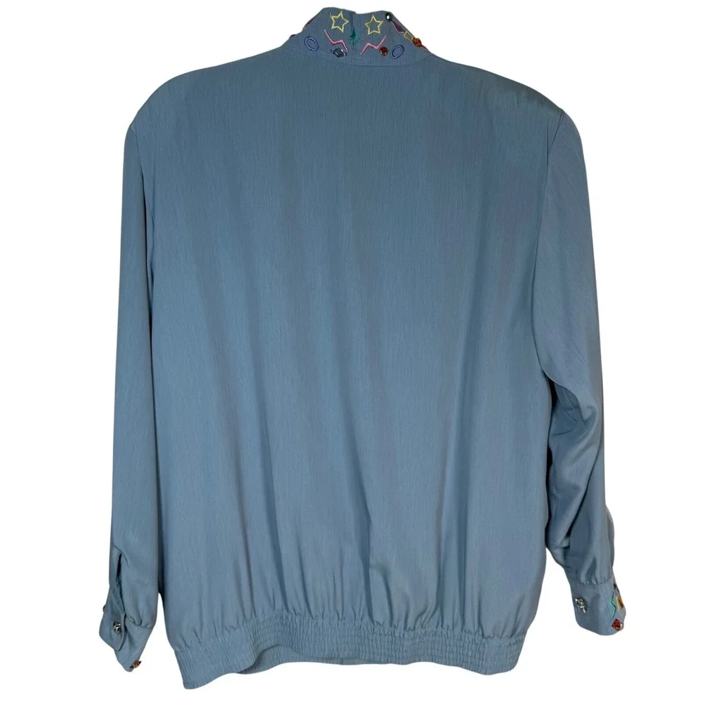 NWT Vintage Patchington Embroidered‎ Rhinestone Jacket Large Read Flaw Coastal G